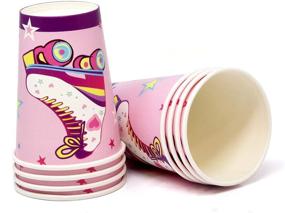 img 1 attached to 🛼 Roller Skating Party Supplies Tableware Set - 24 Disposable Dinner Plates (9"), 24 Plates (7"), 24 Cups (9 Oz), and 50 Lunch Napkins - Perfect for Girls, Teens, Retro Themed Roller Skate Birthday Party Decorations