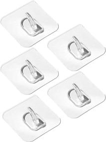 img 4 attached to 🔧 Convenient 5-Pack of Transparent Reusable Adhesive Wall Hooks: Ideal for Kitchen, Bath, and Toy Organization