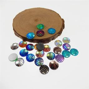 img 1 attached to JulieWang 100pcs Mermaid Scales Skin Cabochons: Vibrant Resin Mix for Stunning Jewelry Making (12x12mm)