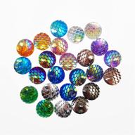 juliewang 100pcs mermaid scales skin cabochons: vibrant resin mix for stunning jewelry making (12x12mm) logo