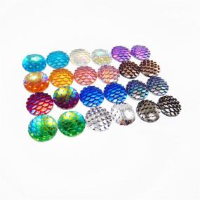 img 3 attached to JulieWang 100pcs Mermaid Scales Skin Cabochons: Vibrant Resin Mix for Stunning Jewelry Making (12x12mm)