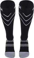 🧦 csx compression socks - 20-30 mmhg, knee high, recovery support, for men & women - large size, silver on black логотип