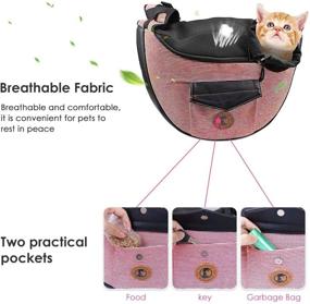 img 1 attached to Hands-Free HomeChi Pet Sling: Small Pet Puppy Dog Cat Carrier Bag with Adjustable Padded Strap & Front Pouch, Ideal for Outdoor Walking & Hiking