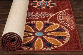 img 1 attached to 🌹 Коврик-дорожка Maples Rugs Reggie с цветочным принтом, 2x6: Антискользящий ковер для коридора и входной зоны, Мерло - изготовлено в США