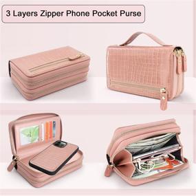 img 3 attached to 👜 Harryshell iPhone 12 Pro Max 6.7" Case Wallet | Multi-Zipper, Detachable Magnetic Cover | Clutch Purse Bag with Card Slots, Mirror | Crossbody Chain & Wrist Strap | Crocodile Skin Rose Gold