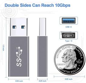 img 3 attached to 🔌 Электоп Усовершенствованный адаптер USB 3.1 GEN 2 мужской к женскому Type-C, двусторонняя поддержка зарядки и передачи данных до 10 Гбит/с, преобразователь USB A в USB C 3.1 (серый цвет космоса)