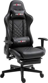 img 4 attached to 🪑 ANBEGE Black Gaming Chair: Retractable Footrest, Adjustable Armrests, High Back, Ergonomic Design, Headrest, Massage Lumbar Cushion – Swivel Recliner Desk Chair