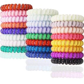 img 4 attached to 🎀 24 Pack Spiral Hair Ties, No Crease Coil Hair Ties, Phone Cord Hair Ties in Candy Colors, Spiral Telephone Hair Ties, Colorful Hair Accessories for Women and Girls