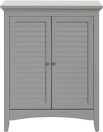 glancy freestanding floor cabinet with 2 shutter doors and adjustable shelves, grey - home storage for bathroom, kitchen, and living room logo