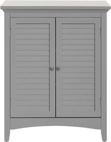 img 4 attached to Glancy Freestanding Floor Cabinet with 2 Shutter Doors and Adjustable Shelves, Grey - Home Storage for Bathroom, Kitchen, and Living Room