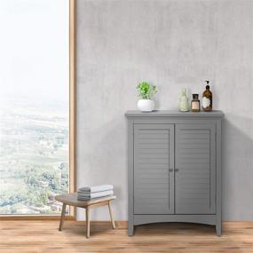 img 2 attached to Glancy Freestanding Floor Cabinet with 2 Shutter Doors and Adjustable Shelves, Grey - Home Storage for Bathroom, Kitchen, and Living Room