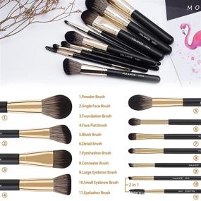 img 3 attached to 💄 Professional Makeup Brushes Set - MAANGE 10 PCs Travel Makeup Brushes Set with Case, Foundation Kabuki Blush Eyeshadow Brush Including Makeup Sponge and Brush Cleaner (Blackgold)