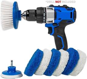 img 4 attached to 🔧 Ultimate Cleaning Power: RotoScrub Bathroom Scrub Pads + Drill Powered Scrub Brush Combo Kit