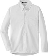 👔 spring & gege boys' long sleeve solid uniform oxford dress shirt logo