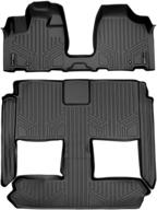 🚗 maxliner floor mats 3 row liner set in black for 2008-2018 dodge grand caravan/chrysler town &amp; country (stow 'n go feature exclusive) logo