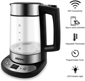 img 2 attached to 🔌 Korex Smart Electric Water Kettle Glass Heater Boiler with WIFI APP Alexa Google Home Assistant Compatibility - 1.7 L Ideal for Coffee Tea Milk - Overheat Protection & Temperature Control