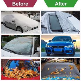img 2 attached to ⛄ Car Windshield Snow Cover and Sun Shade with Ice Removal Wiper Visor Protector - Magnetic Windproof Solution for Most Cars SUV/Truck/Van (81"x 45")