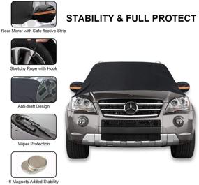 img 1 attached to ⛄ Car Windshield Snow Cover and Sun Shade with Ice Removal Wiper Visor Protector - Magnetic Windproof Solution for Most Cars SUV/Truck/Van (81"x 45")