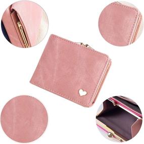 img 2 attached to 👝 Sunwel Fashion Slim Bifold Wallet: Stylish Clutch Purse with Heart Metal ID Card Holder, Coin Pouch & Photo Clamp - Ideal for Women Ladies (Black)