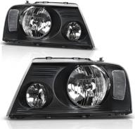 фара autosaver88 сборки совместима с ford f-150 2004 2005 2006 2007 2008, черного корпуса, с прозрачным отражателем и прозрачной линзой, для пассажира и водителя. логотип