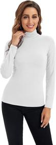 img 3 attached to 👚 HoneyEcho Women's Soft Stretch Long Sleeve Turtleneck Tops - Fitted Base Layer Shirt for Enhanced Comfort and Style