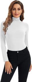 img 2 attached to 👚 HoneyEcho Women's Soft Stretch Long Sleeve Turtleneck Tops - Fitted Base Layer Shirt for Enhanced Comfort and Style