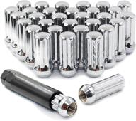 ⚙️ set of 32 9/16 lug nuts | chrome | 1.90" long | truck small diameter | closed end bulge acorn 7 spline | key included (9/16-18) logo