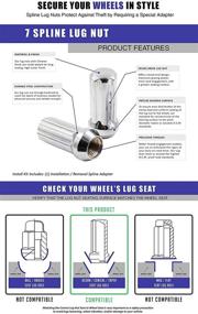 img 2 attached to ⚙️ Set of 32 9/16 Lug Nuts | Chrome | 1.90" Long | Truck Small Diameter | Closed End Bulge Acorn 7 Spline | Key Included (9/16-18)
