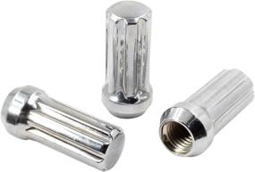 img 1 attached to ⚙️ Set of 32 9/16 Lug Nuts | Chrome | 1.90" Long | Truck Small Diameter | Closed End Bulge Acorn 7 Spline | Key Included (9/16-18)