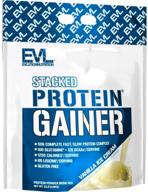 evlution nutrition stacked protein gainer - whey protein powder complex: 50g protein, 250g carbs - muscle building, recovery, post workout - gluten-free - vanilla ice cream flavor (12 lb) logo