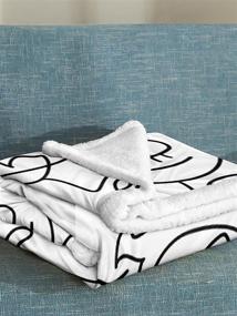 img 2 attached to 🛋️ Geometric Abstract Face Sherpa Fleece Blanket - Modern Line Throw for Boys and Girls - Soft Warm Bed Blanket for Bedroom, Couch, and Sofa - Black and White (Throw Size: 50"x60")