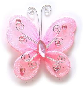 img 2 attached to 40-Pack Organza Butterflies: Stunning Nylon Glitter Butterflies for Wedding Party Table Scatter, Scrapbook Crafts & Card Decorations (Pink)