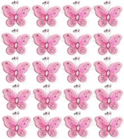 img 3 attached to 40-Pack Organza Butterflies: Stunning Nylon Glitter Butterflies for Wedding Party Table Scatter, Scrapbook Crafts & Card Decorations (Pink)