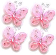 40-pack organza butterflies: stunning nylon glitter butterflies for wedding party table scatter, scrapbook crafts & card decorations (pink) logo