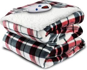 img 4 attached to 🔥 Stay Cozy with the Biddeford Blankets Velour/Sherpa Electric Heated Throw - Digital Controller Included!