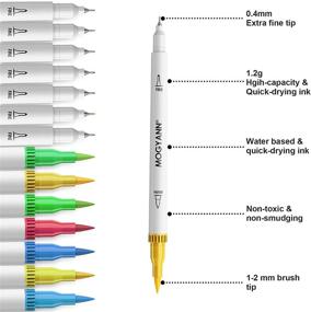 img 3 attached to 🖌️ Маркеры с двойным наконечником Mogyann 100 цветов: Идеально подходят для ведения взрослых дневников, раскрашивания, каллиграфии и рисования