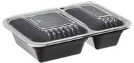 20-pack amazon basics meal prep containers - 32 oz, bpa-free, microwave/dishwasher/freezer safe, dual compartment, black логотип