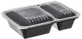 img 4 attached to 20-Pack Amazon Basics Meal Prep Containers - 32 oz, BPA-Free, Microwave/Dishwasher/Freezer Safe, Dual Compartment, Black