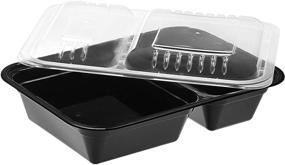 img 3 attached to 20-Pack Amazon Basics Meal Prep Containers - 32 oz, BPA-Free, Microwave/Dishwasher/Freezer Safe, Dual Compartment, Black