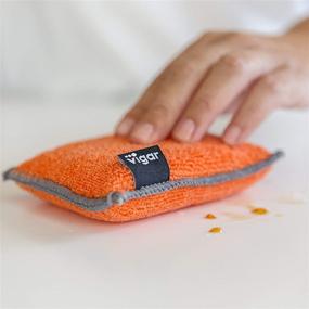 img 1 attached to Vigar Rengo Microfiber Sponge, Pack of 4, Non-Abrasive, Highly Absorbent and Machine Washable Multi-Purpose Scrubbing Sponge