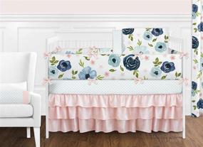 img 2 attached to 🌸 Sweet Jojo Designs Navy Blue and Pink Watercolor Floral Girl Fitted Crib Sheet: Baby/Toddler Bed Nursery Photo Op
