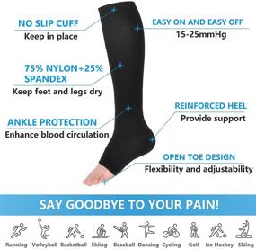 img 3 attached to Comfortable Toeless Compression Socks - 2 Pairs for Women and Men (Black, XX-Large)