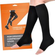 comfortable toeless compression socks - 2 pairs for women and men (black, xx-large) logo