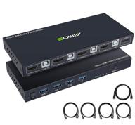 🔌 4-port hdmi kvm switch 4k@60hz with usb 2.0 hubs, wireless keyboard and mouse support, hotkey switching, no power required logo