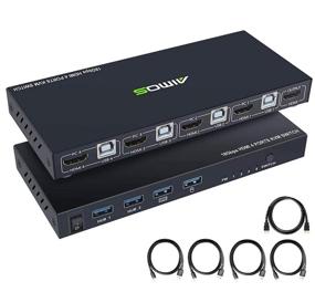 img 4 attached to 🔌 4-Port HDMI KVM Switch 4K@60Hz with USB 2.0 Hubs, Wireless Keyboard and Mouse Support, Hotkey Switching, No Power Required