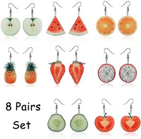 img 1 attached to Fruit-Inspired VEINTI+1 Trendy Statement Acrylic Earrings: Creative, Funny & Lifelike Jewelry for Women/Girls
