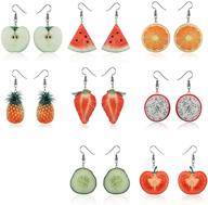 fruit-inspired veinti+1 trendy statement acrylic earrings: creative, funny & lifelike jewelry for women/girls logo