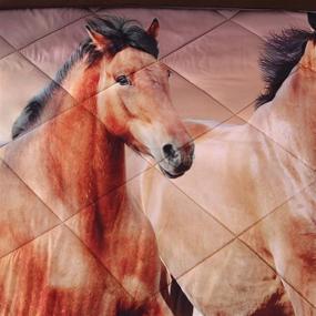 img 1 attached to 🐎 Wowelife Full Horse Comforter Set with 3D Horse Bedding - 5 Piece Set including Comforter, Flat Sheet, Fitted Sheet, and 2 Pillow Cases (Full, Horse)