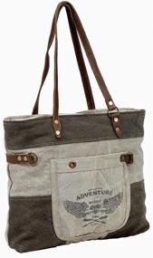 img 1 attached to 👜 Myra Bags Adventure Begins S-0897: Upcycled Canvas & Denim Tote Bag for Your Stylish and Sustainable Journey!