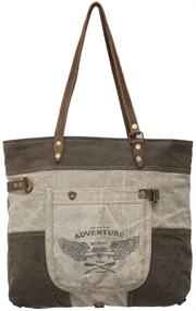 img 4 attached to 👜 Myra Bags Adventure Begins S-0897: Upcycled Canvas & Denim Tote Bag for Your Stylish and Sustainable Journey!